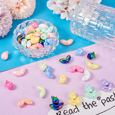 80Pcs 20 Style UV Plated Acrylic Beads SACR-TA0001-31-1