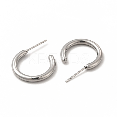 Non-Tarnish 304 Stainless Steel Ring Stud Earrings EJEW-C004-12B-P-1