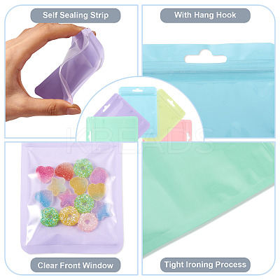 25Pcs 5 Colors Rectangle Plastic Yin-Yang Resealable Packaging Bags ABAG-TA0001-27B-1