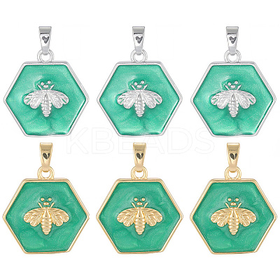 6Pcs 2 Colors Brass Pendants KK-BBC0021-45-1
