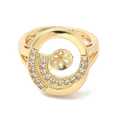 Brass Micro Pave Cubic Zirconia Adjustable Cup Peg Ring Settings KK-B166-03G-1