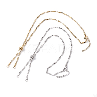 2Pcs 2 Colors Ion Plating(IP) 304 Stainless Steel Slider Necklace Makings AJEW-JB01268-1