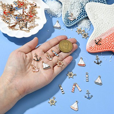 85Pcs 17 Styles Nautical Theme Alloy Enamel Pendants FIND-CJ0003-43-1