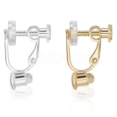 20Pcs 2 Colors Rack Plating Brass Clip-on Earring Converters Findings KK-BBC0019-60A-1