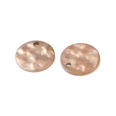 304 Stainless Steel Textured Disc Charms STAS-Q336-11C-RG-1