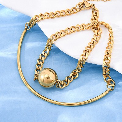 304 Stainless Steel Curb Chain Wrap Bracelets for Women BJEW-A036-12G-1