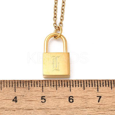 304 Stainless Steel Rolo Chain Pendant Necklaces NJEW-S444-01G-12-1
