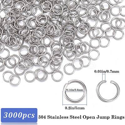 304 3000pcs Stainless Steel Open Jump Rings STAS-SP0001-63B-1