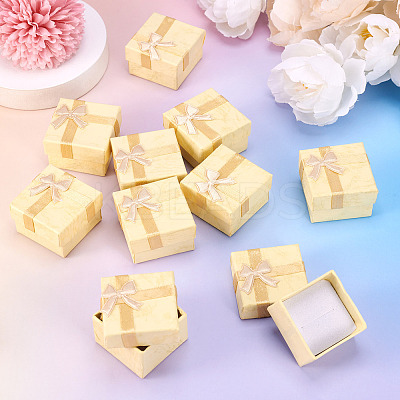 Square Paper Jewelry Ring Gift Boxes with Bowknot LS-CON-TAC0010-80D-1