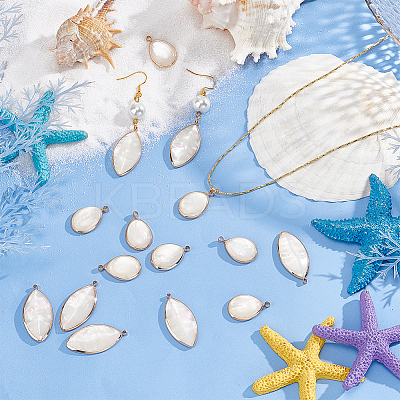 8Pcs 2 Styles Resin Imitation Shell Pendants KK-BC0012-02-1