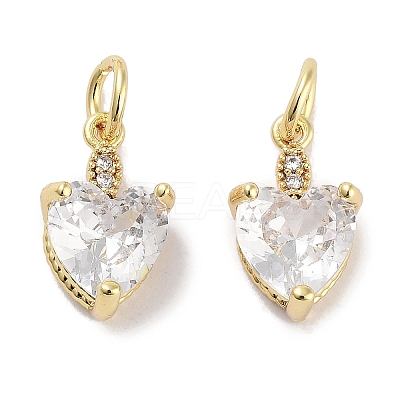 Brass Micro Pave Cubic Zirconia Charms KK-C051-05G-03-1