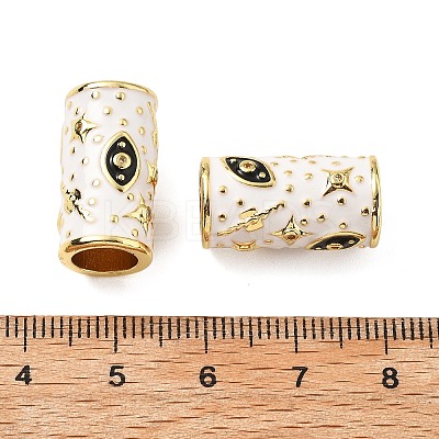 Brass Micro Pave Clear Cubic Zirconia Column European Beads KK-Z114-15G-B-1