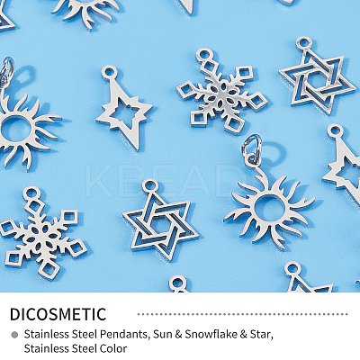 40Pcs 4 Style 201 Stainless Steel Pendants STAS-DC0006-44-1