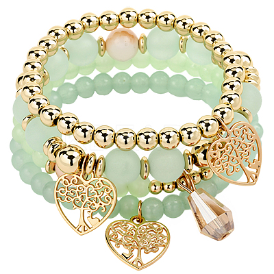 1 Set Acrylic & Glass Beaded Stretch Bracelet Sets BJEW-SP0001-11-1