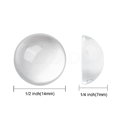 Transparent Half Round Glass Cabochons GGLA-R027-14mm-1