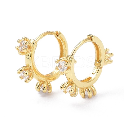 Brass Inlaid Cubic Zirconia Hoop Earrings ZIRC-P090-17G-A-1