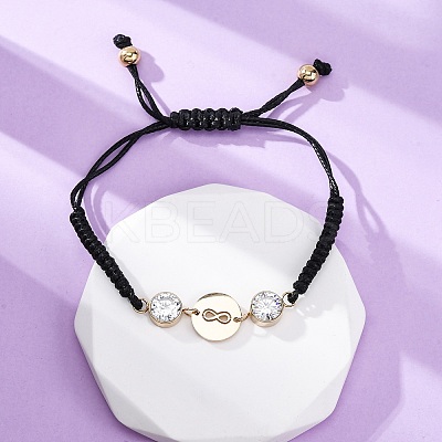 Flat Round with Infinity 304 Stainless Steel Link Bracelets BJEW-A036-04B-G-1