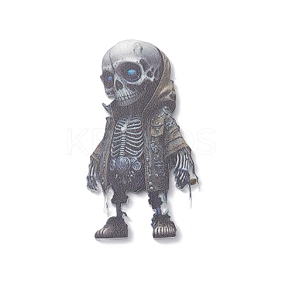Acrylic Halloween Style Big Pendants with Brass Bell and Nylon Cord SACR-O003-01E-1