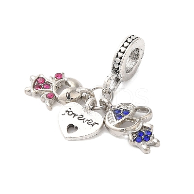 Rack Plating Alloy Rhinestone European Dangle Charms PALLOY-S189-42P-1