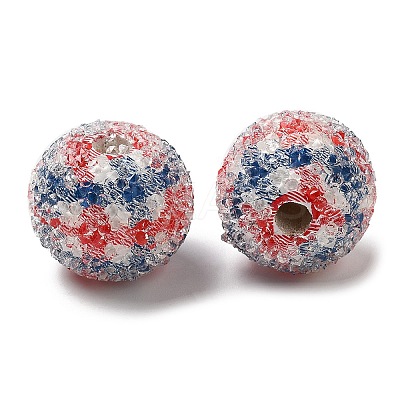 Spray Painted Wood European Beads with Rhinestone RESI-C038-03G-1