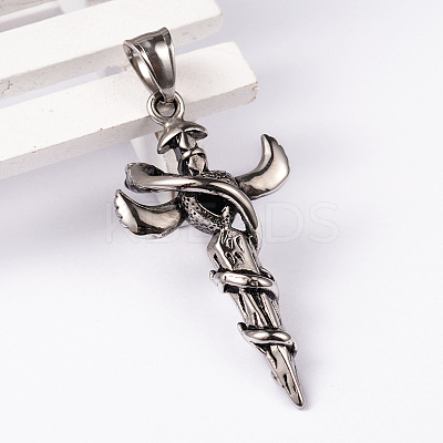 304 Stainless Steel Big Pendants with Rhinestone STAS-K027-02-1