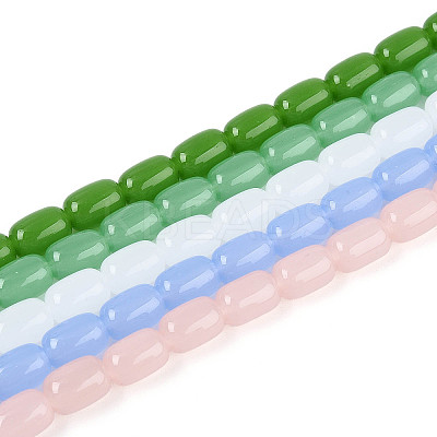 Imitation Jade Glass Beads Strands GLAA-N058-6x9mm-C01-1