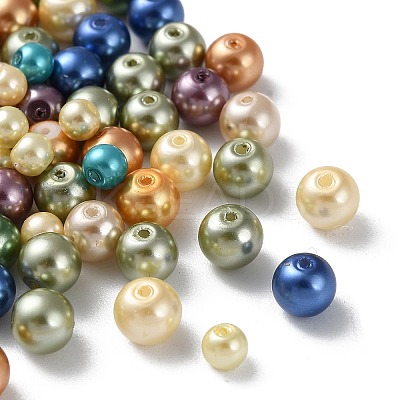 Eco-Friendly Dyed Glass Pearl Round Bead Strands HY-X0006-4-6mm-1
