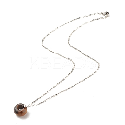 Gemstone Donut Pendant Necklace with 304 Stainless Steel Cable Chains for Women NJEW-JN03852-01-1