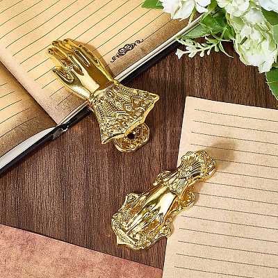 2Pcs 2 Styles Alloy Hand Shaped Bookmark Clip AJEW-CP0006-93-1