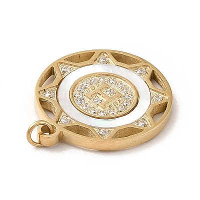 Ion Plating(IP) 304 Stainless Steel Micro Pave Clear Cubic Zirconia Pendants STAS-G295-15G-1