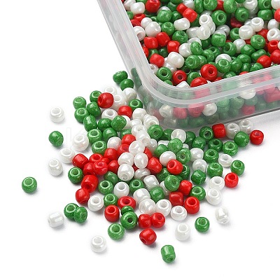 55.5G 3 Colors Baking Paint Glass Seed Beads SEED-YW0002-27-1