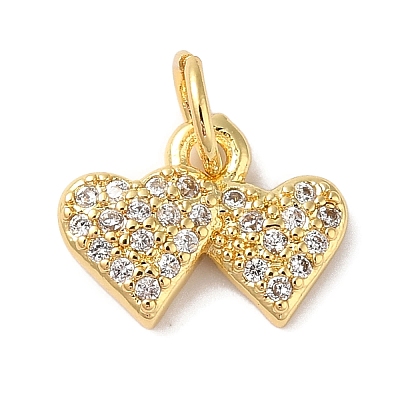 Rack Plating Brass & Clear Cubic Zirconia Pendants KK-L216-051G-1