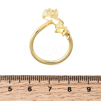 Brass Micro Pave Clear Cubic Zirconia Cuff Open Rings RJEW-C164-07G-1