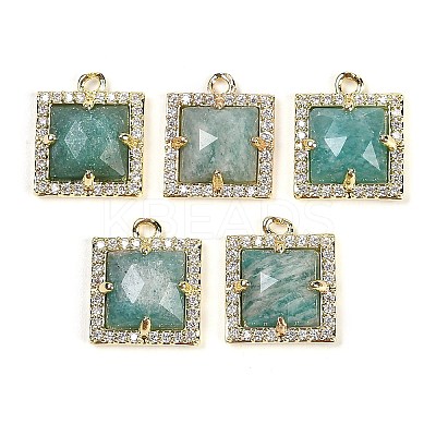 Natural Amazonite Faceted Square Charms G-I375-06G-04-1