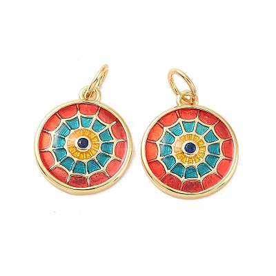 Flat Round Brass Micro Pave Cubic Zirconia Charms KK-G435-33G-02-1