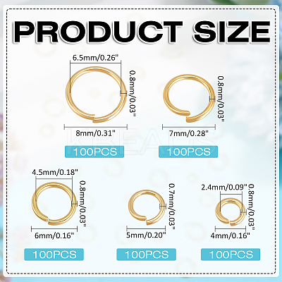 500Pcs 5 Styles 304 Stainless Steel Open Jump Rings STAS-ME0001-27-1