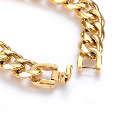 304 Stainless Steel Curb Chain Bracelets BJEW-E346-03G-1