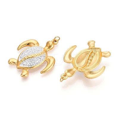 Ion Plating(IP) 304 Stainless Steel Polymer Clay Rhinestone Pendants STAS-N115-17G-1