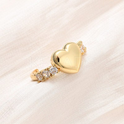 Adjustable Brass Micro Pave Cubic Zirconia Cuff Rings for Women RJEW-B139-02G-1