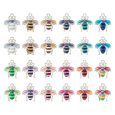60Pcs 12 Colors Alloy Enamel Pendants ENAM-TA0001-61-1