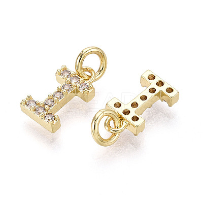 Brass Micro Pave Clear Cubic Zirconia Charms KK-N241-001I-1