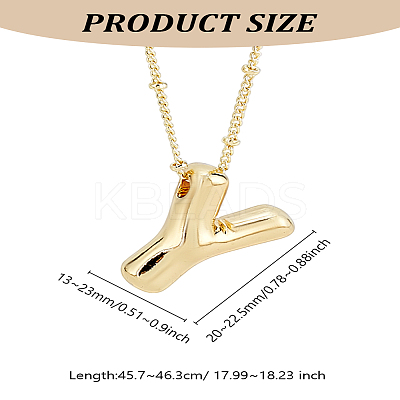 1pc Brass Chain with Alloy Letter Pendants Necklaces NJEW-LP0001-41Y-G-1
