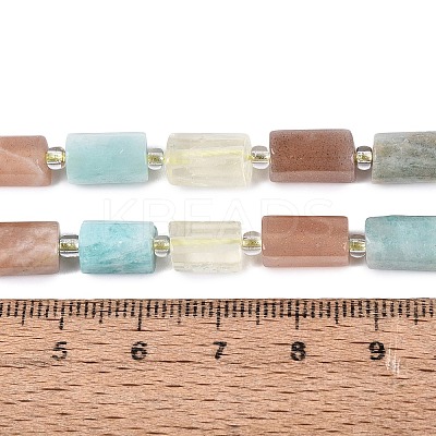 Natural Lemon Quartz & Flower Amazonite & Sunstone Beads Strands G-Q614-01A-06-1