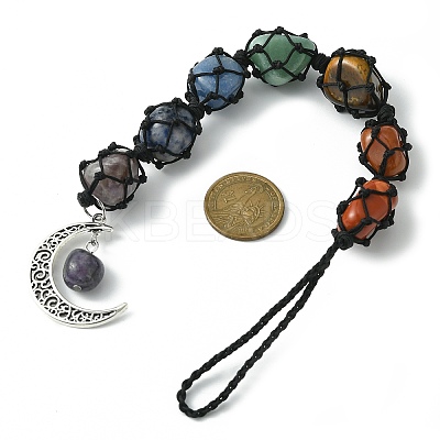 7 Chakra Gemstone Pouch Pendant Decorations HJEW-JM01239-1