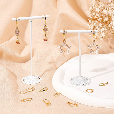 40Pcs 8 Style Rack Plating Eco-friendly Brass Hoop Earring Findings KK-FH0004-08-1