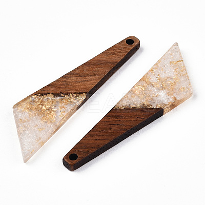 Transparent Resin & Walnut Wood Pendants RESI-N039-70-1