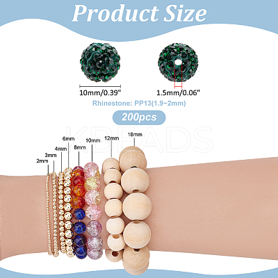 200Pcs Pave Disco Ball Beads RB-PH0001-41J-1