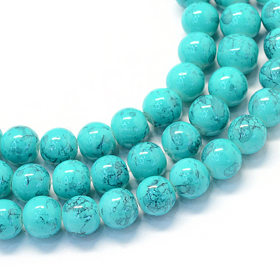Baking Paint Glass Round Bead Strands DGLA-Q019-8mm-56-1