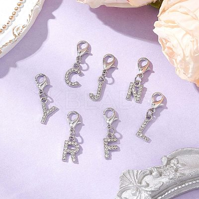 26Pcs 26 Styles Alloy Crystal Rhinestone Pendant Decorations HJEW-JM03172-02-1