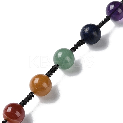 7 Chakra Round Natural Gemstone Pendant Decoration HJEW-H060-02-1